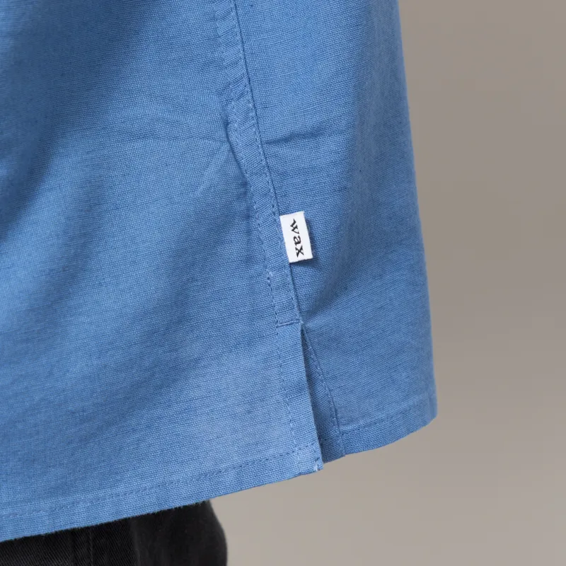 Wax London Embroidered Didcot Shirt Blue Ecru -7