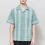 Wax London Embroidered Didcot Shirt Sea Green Ecru