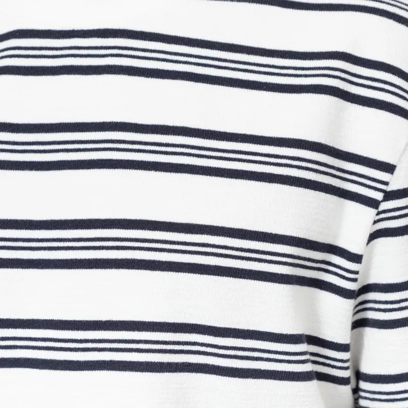 Wax London Dean Textured Stripe T Shirt Ecru Navy-3