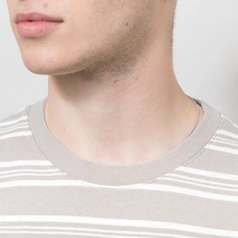 Wax London Dean Textured Stripe T Shirt Taupe Ecru-2