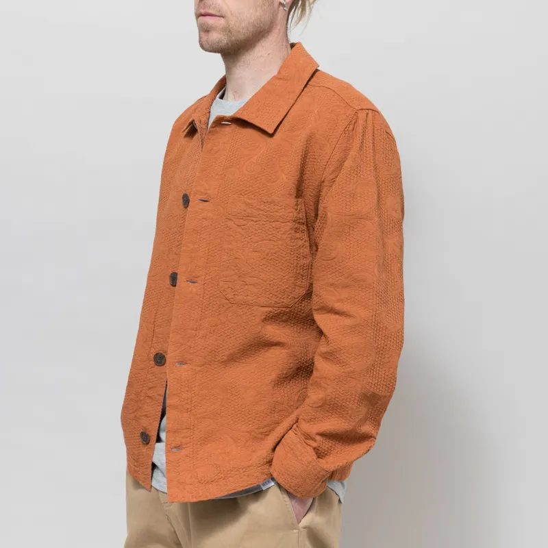 Wax London Rockley Overshirt Rust Honeycomb Jacquard-1