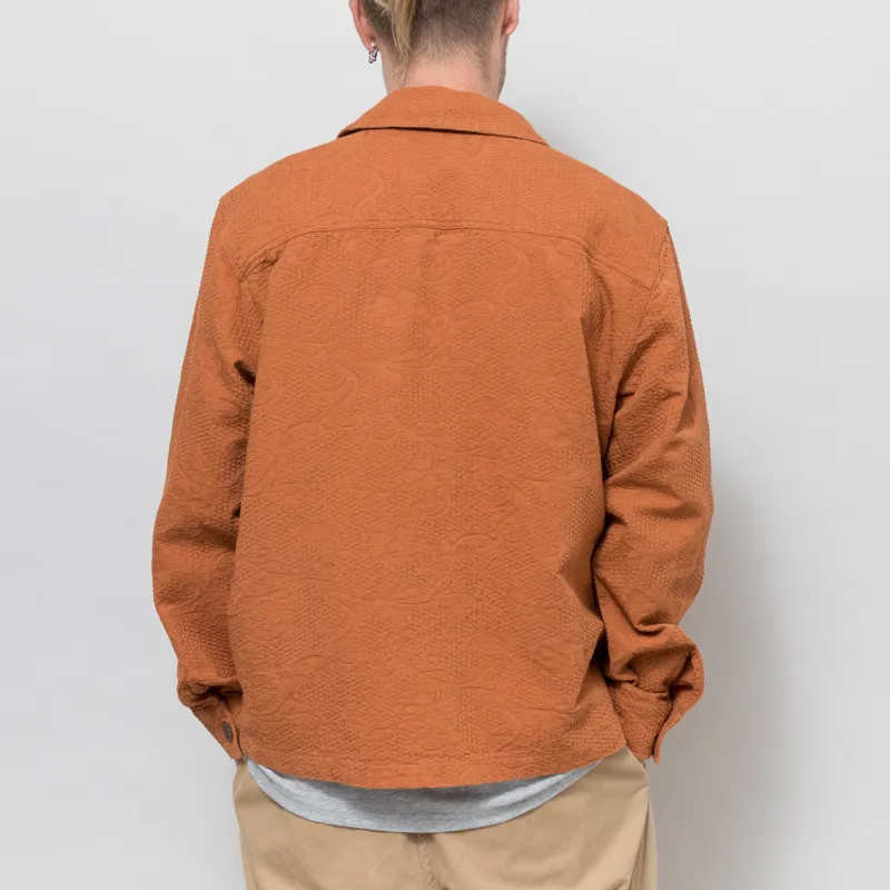Wax London Rockley Overshirt Rust Honeycomb Jacquard-2