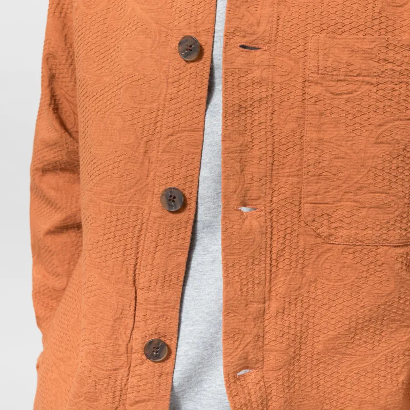 Wax London Rockley Overshirt Rust Honeycomb Jacquard-5