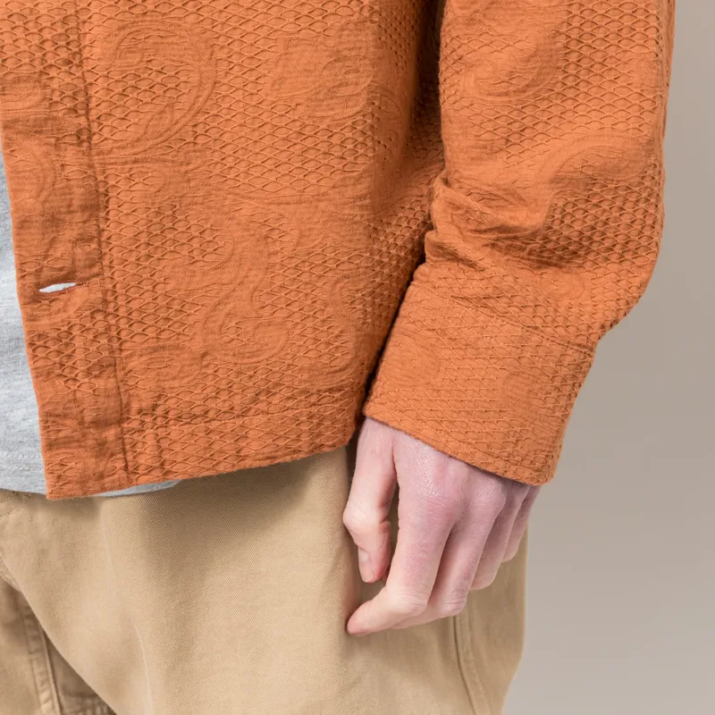 Wax London Rockley Overshirt Rust Honeycomb Jacquard-7