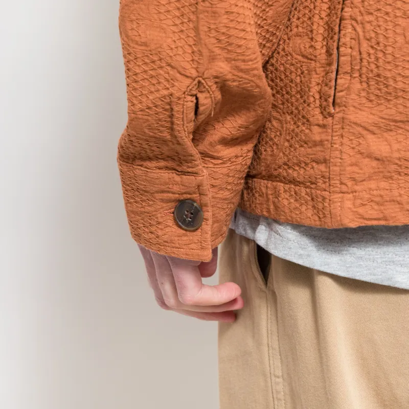 Wax London Rockley Overshirt Rust Honeycomb Jacquard-8