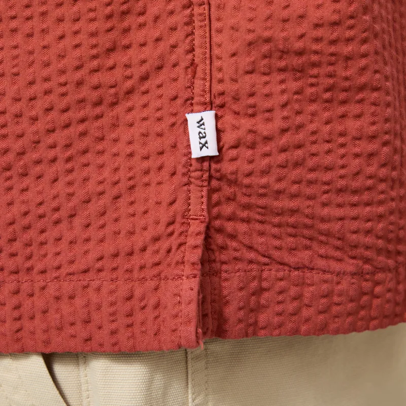 Wax London Keats Shirt Rust Cotton Seersucker-5