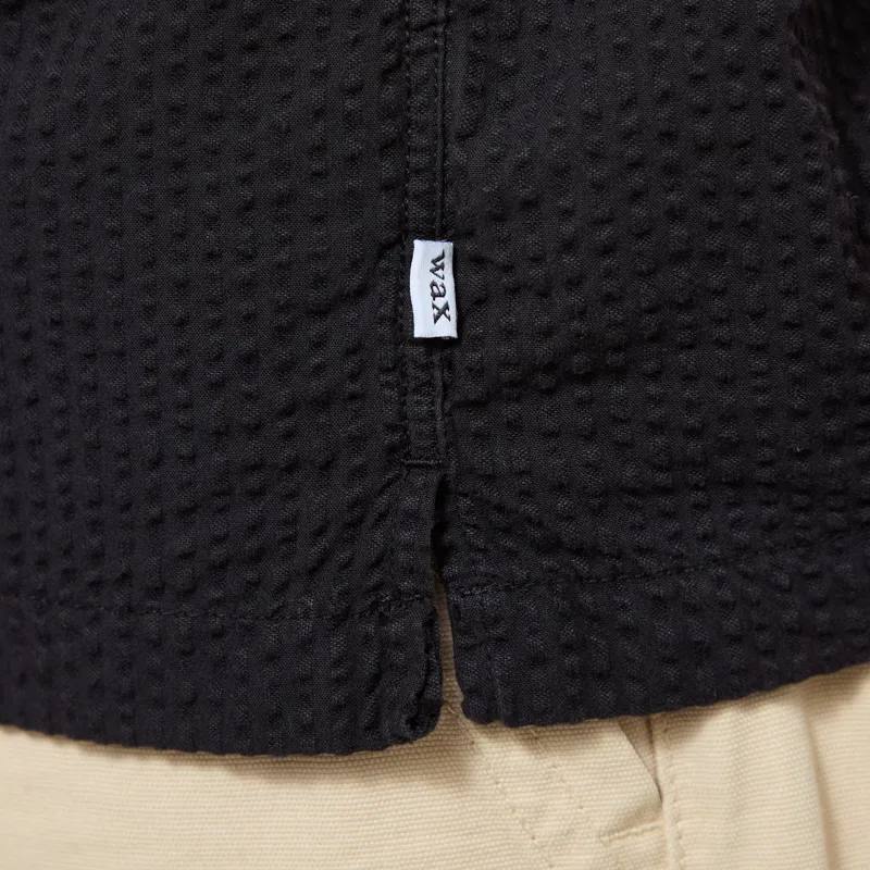 Wax London Keats Shirt Black Cotton Seersucker-6