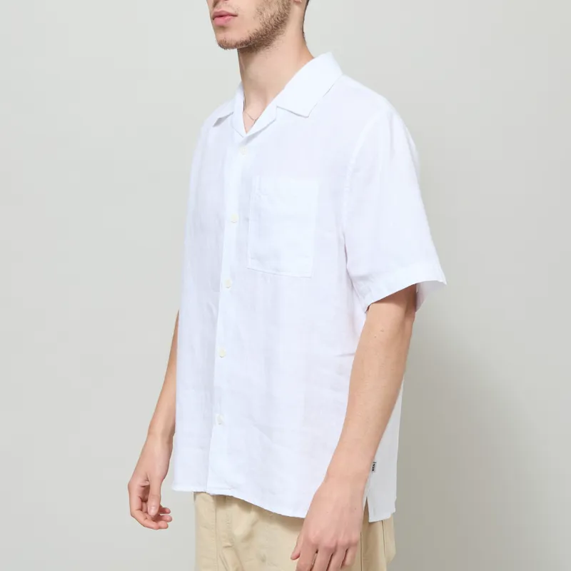 Wax London Didcot Shirt White Washed Linen-1