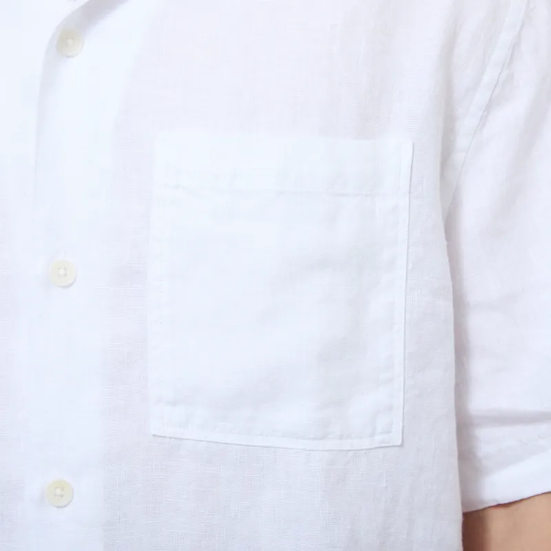 Wax London Didcot Shirt White Washed Linen-4