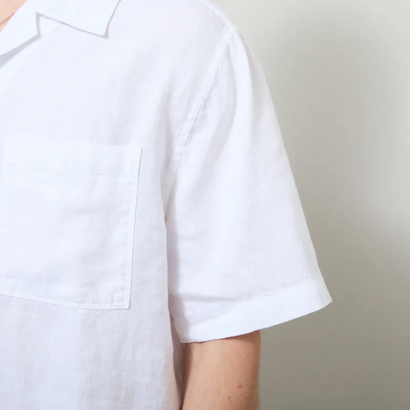 Wax London Didcot Shirt White Washed Linen-5