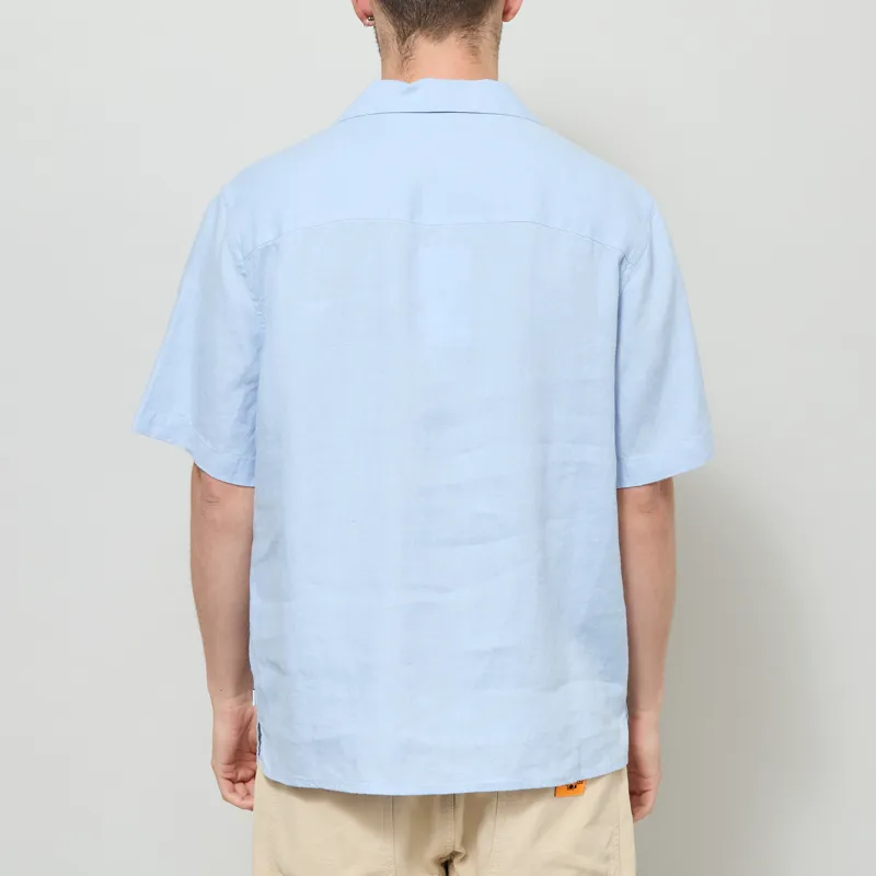 Wax London Didcot Shirt Pale Blue Washed Linen-2