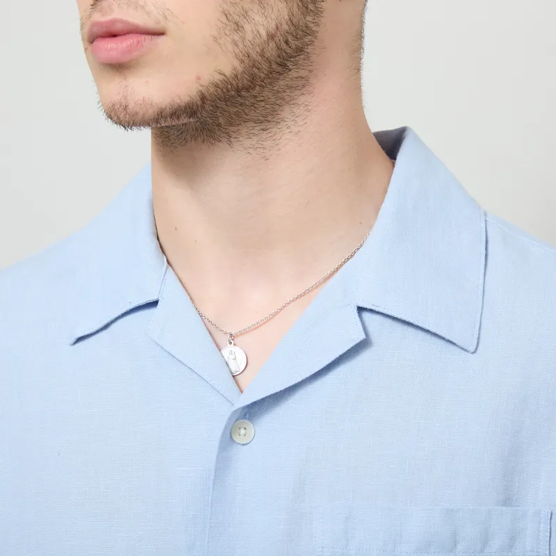 Wax London Didcot Shirt Pale Blue Washed Linen-3