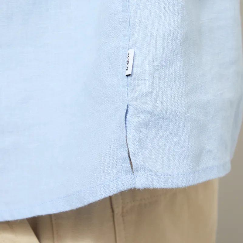 Wax London Didcot Shirt Pale Blue Washed Linen-7