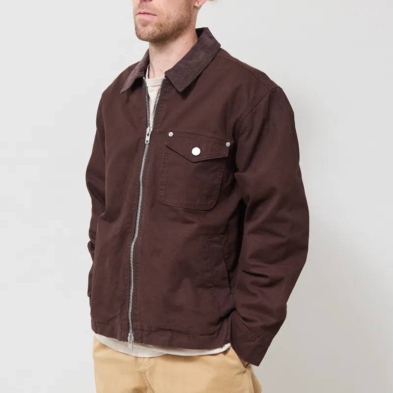 Wax London Mason Work Jacket Dark Brown Peached Canvas-1