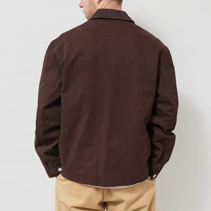 Wax London Mason Work Jacket Dark Brown Peached Canvas-2