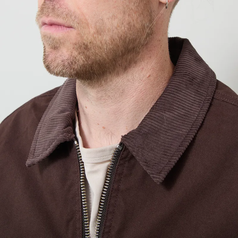 Wax London Mason Work Jacket Dark Brown Peached Canvas-3
