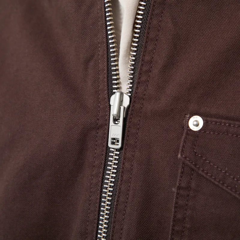 Wax London Mason Work Jacket Dark Brown Peached Canvas-4
