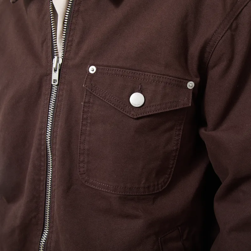 Wax London Mason Work Jacket Dark Brown Peached Canvas-5