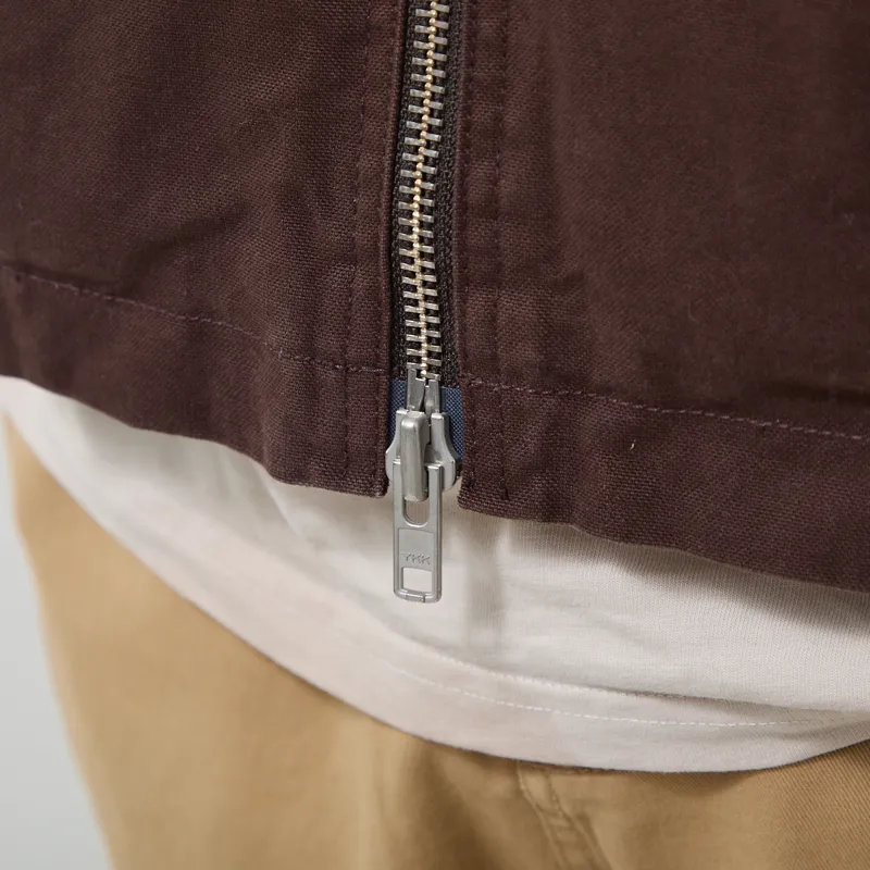 Wax London Mason Work Jacket Dark Brown Peached Canvas-7