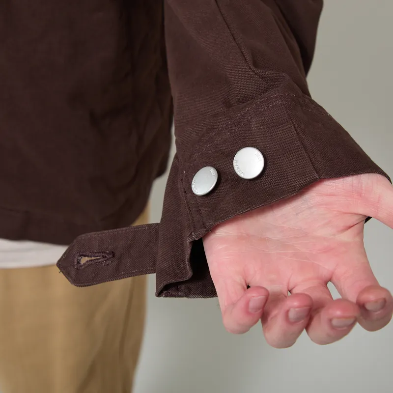 Wax London Mason Work Jacket Dark Brown Peached Canvas-9