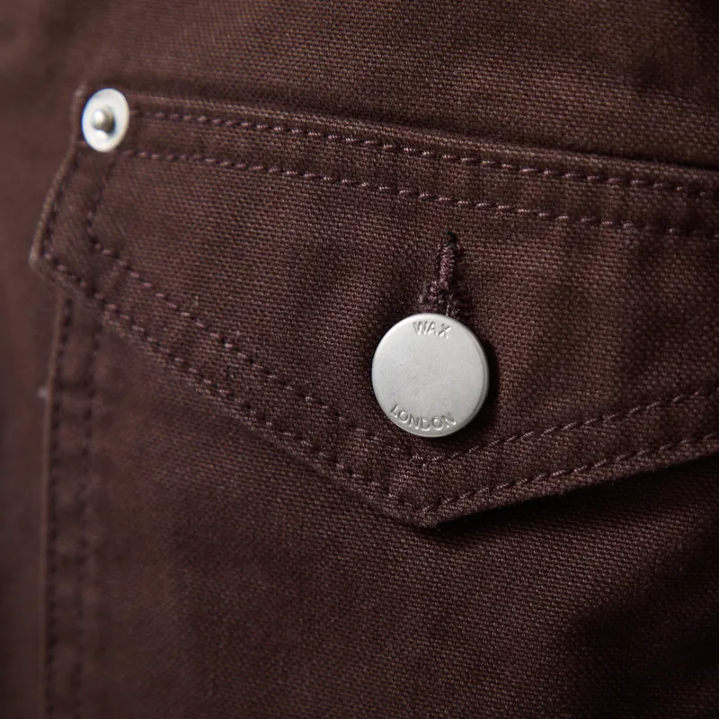 Wax London Mason Work Jacket Dark Brown Peached Canvas-10