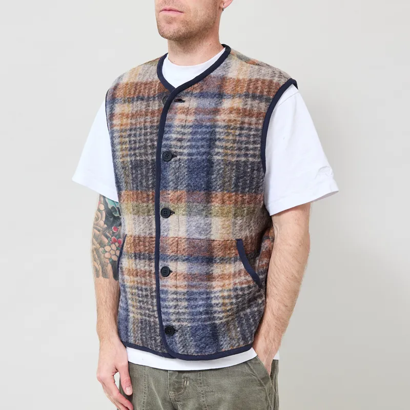 Wax London Gower Gilet Oatmeal Multi Ari Wool Blend-1