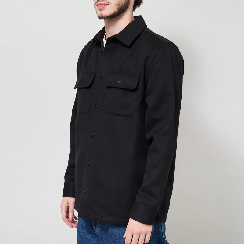 Wax London Lomond Overshirt Black Wool Blend Twill-1