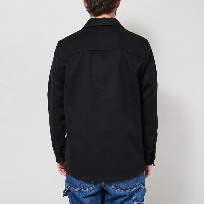 Wax London Lomond Overshirt Black Wool Blend Twill-2
