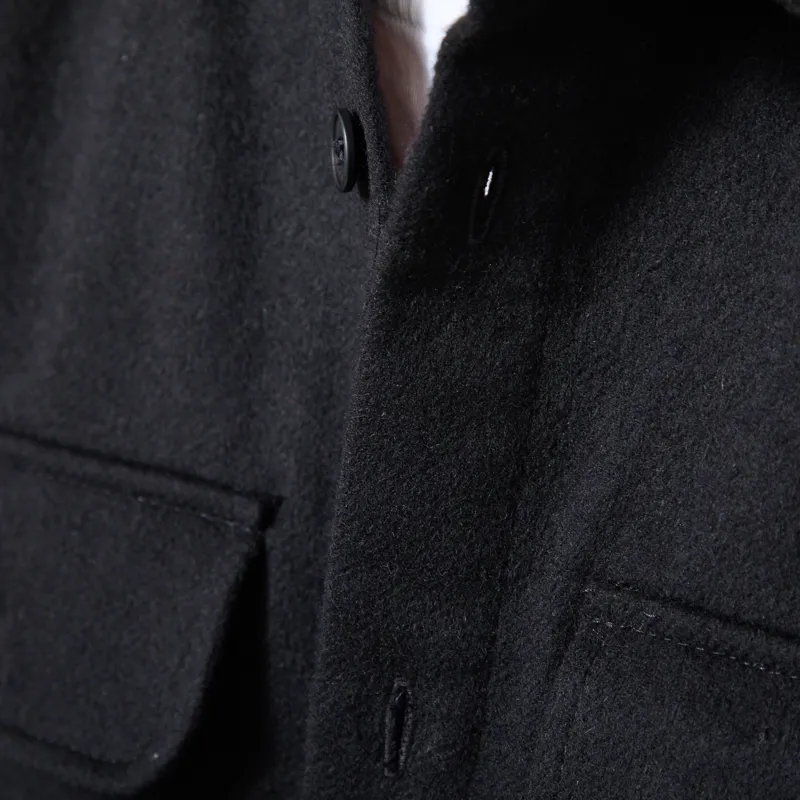 Wax London Lomond Overshirt Black Wool Blend Twill-5
