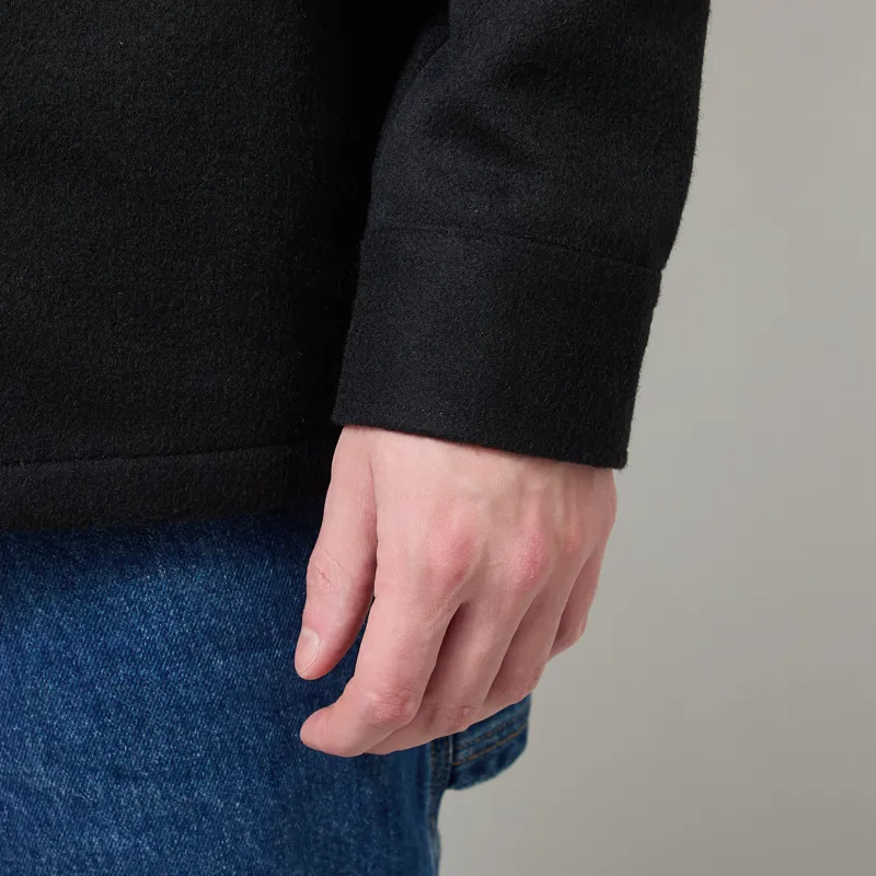 Wax London Lomond Overshirt Black Wool Blend Twill-6