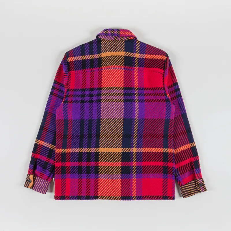 Wax London Whiting Overshirt Purple Red Bold Check-1