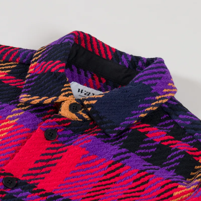 Wax London Whiting Overshirt Purple Red Bold Check-4