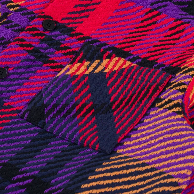 Wax London Whiting Overshirt Purple Red Bold Check-5