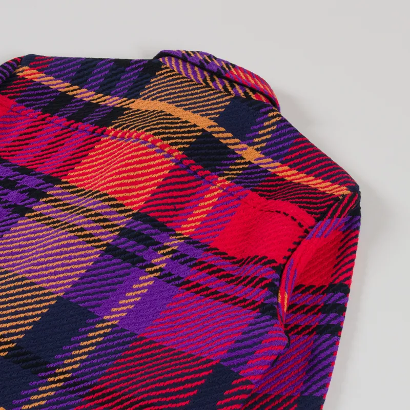 Wax London Whiting Overshirt Purple Red Bold Check-3
