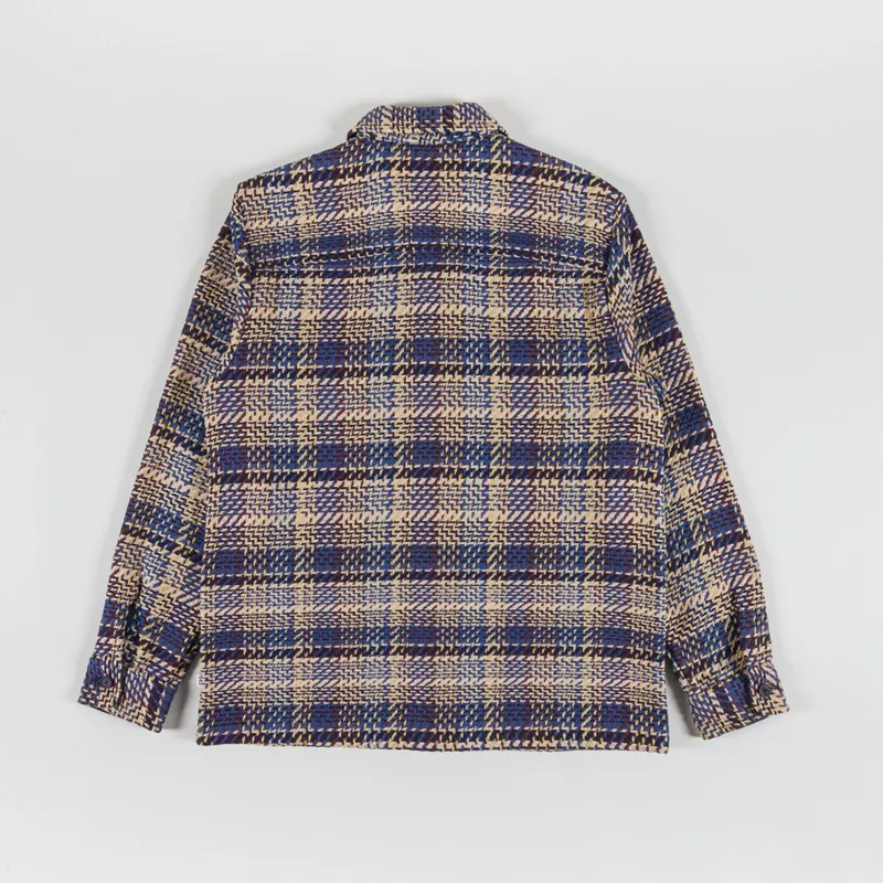 Wax London Whiting Overshirt Blue Multi Grain Check-1