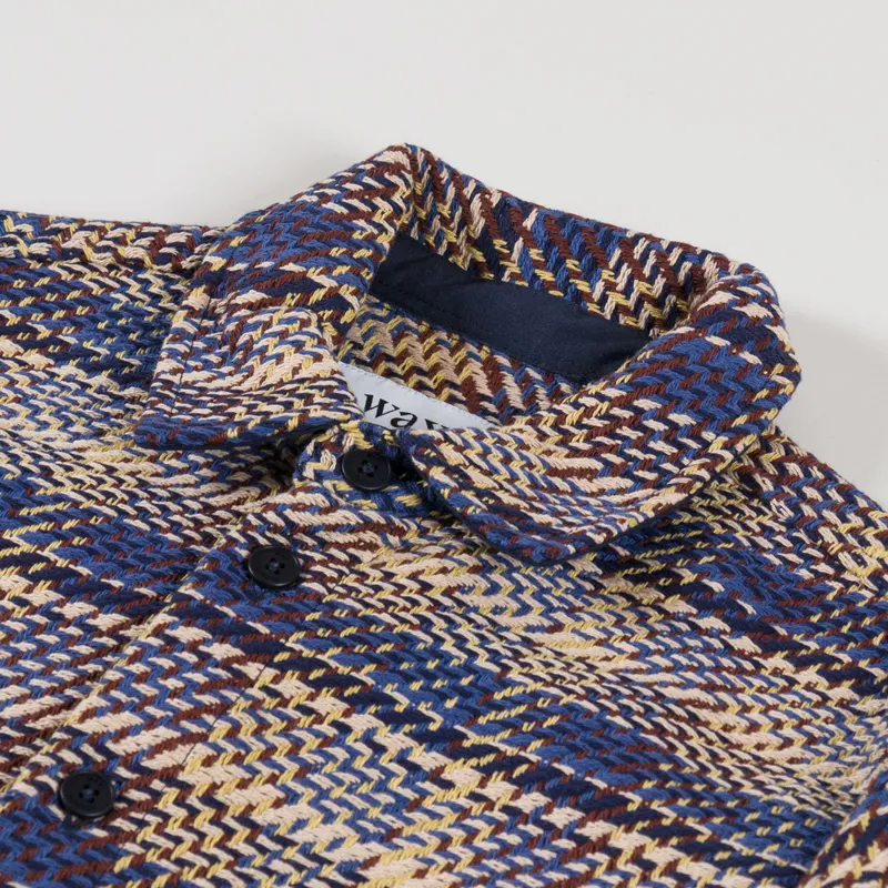 Wax London Whiting Overshirt Blue Multi Grain Check-4