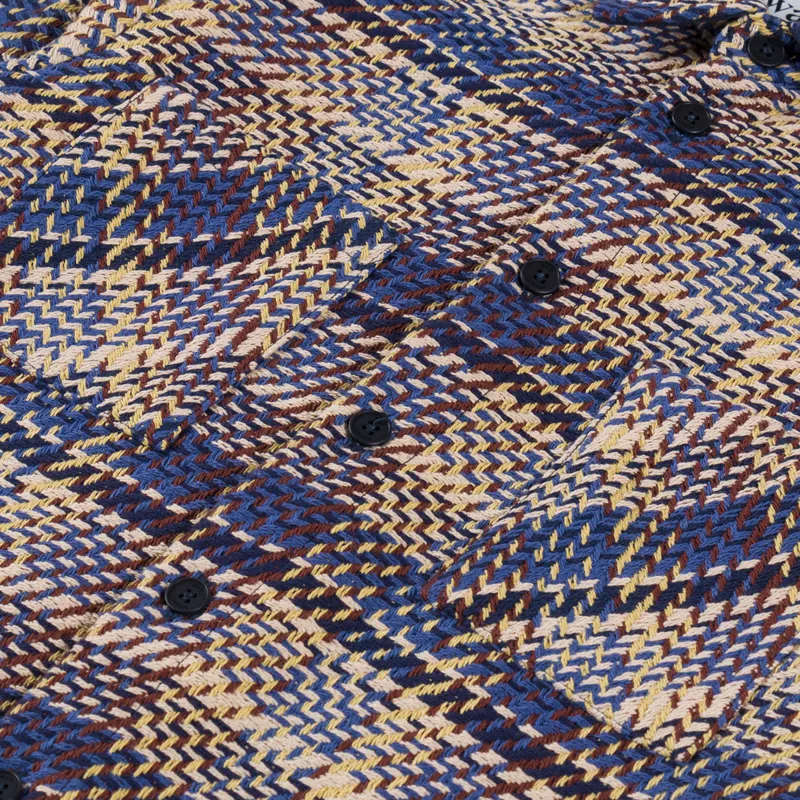 Wax London Whiting Overshirt Blue Multi Grain Check-5