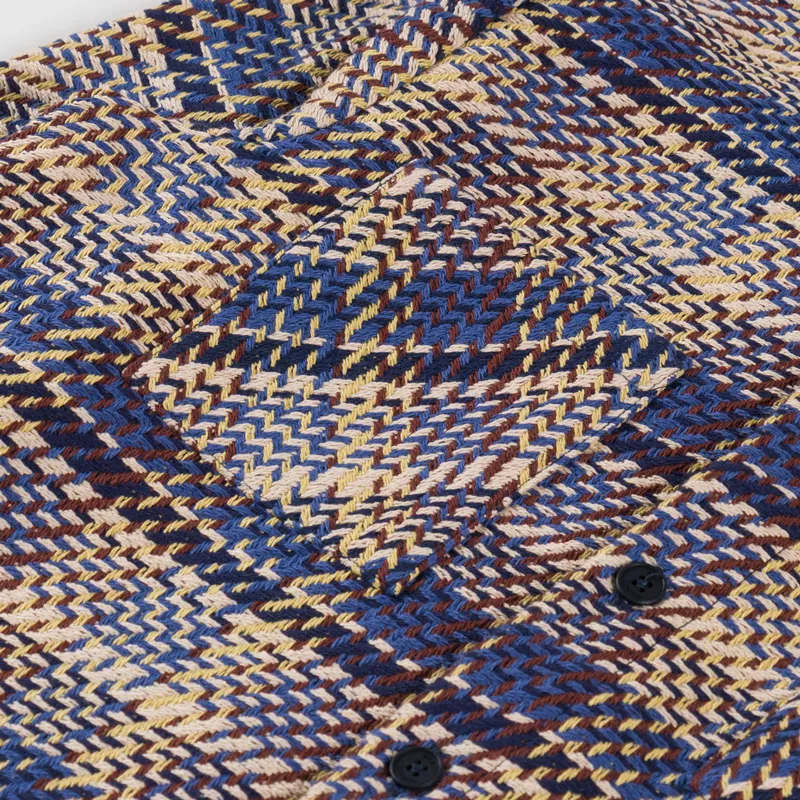Wax London Whiting Overshirt Blue Multi Grain Check-6