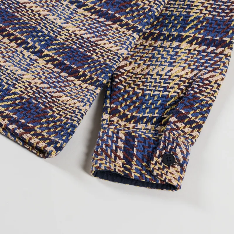 Wax London Whiting Overshirt Blue Multi Grain Check-9