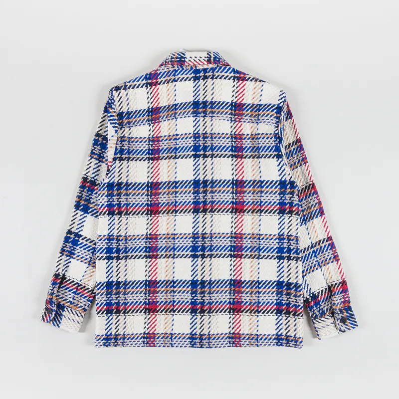 Wax London Whiting Overshirt Ecru Red Jazz Weave-1