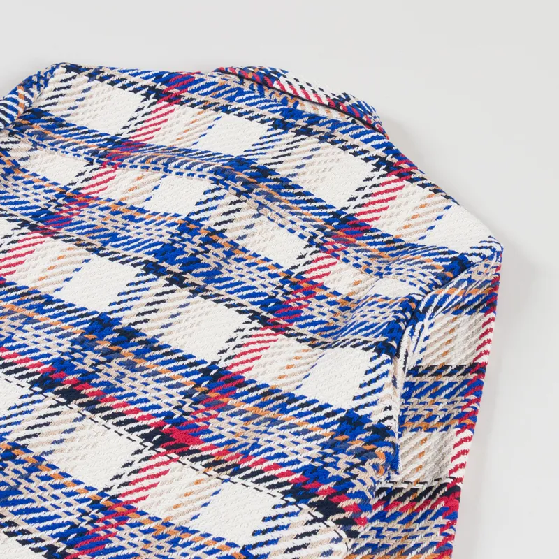 Wax London Whiting Overshirt Ecru Red Jazz Weave-3