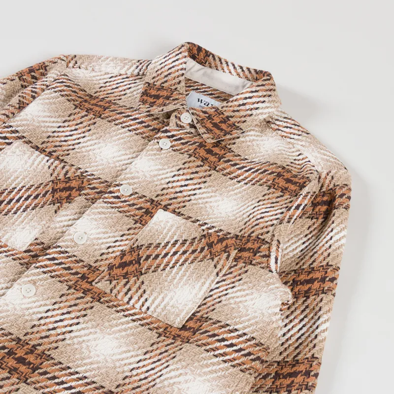 Wax London Whiting Overshirt Natural Ecru Overlap Check-2
