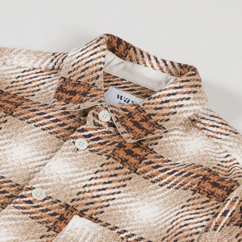 Wax London Whiting Overshirt Natural Ecru Overlap Check-4