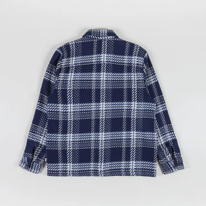 Wax London Whiting Overshirt Navy Ecru Plaid Weave-1