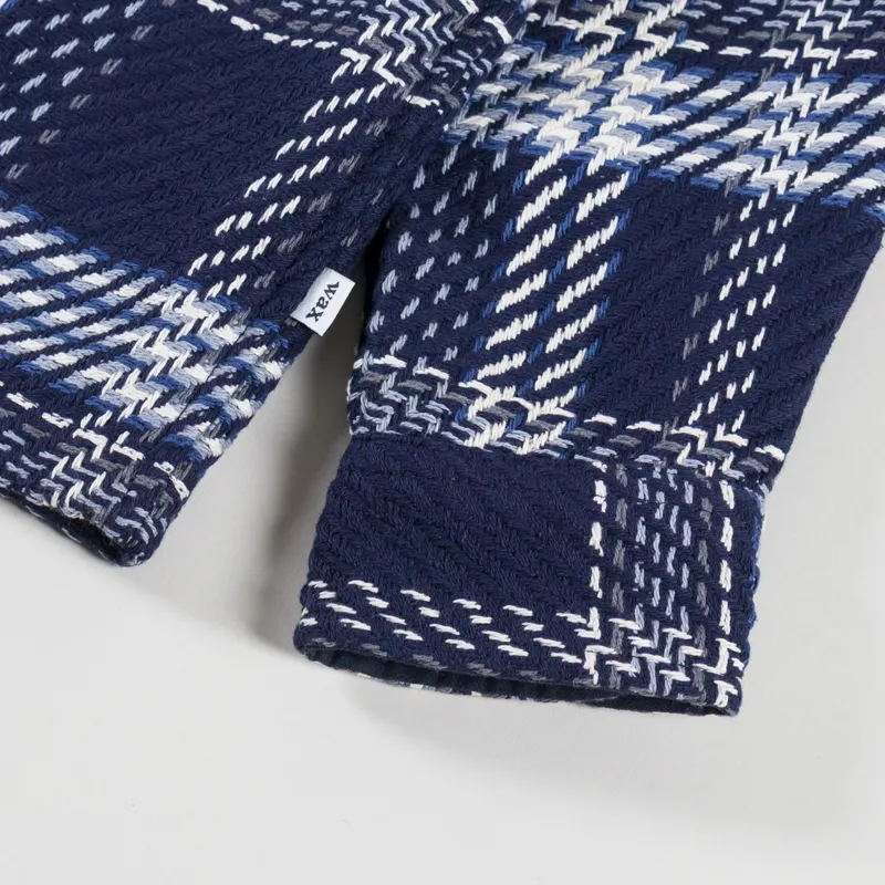 Wax London Whiting Overshirt Navy Ecru Plaid Weave-7