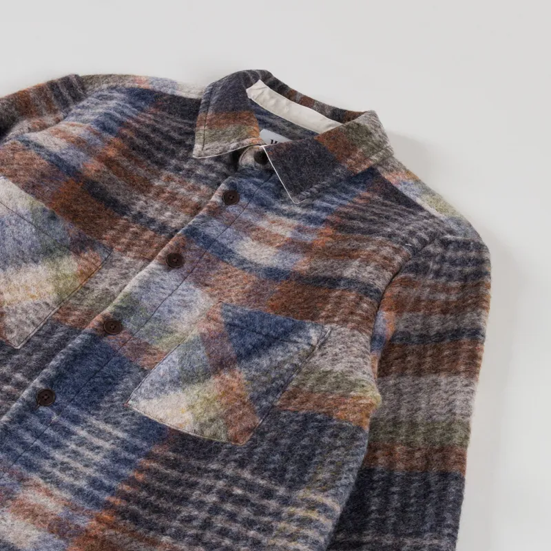 Wax London Whiting Overshirt Oatmeal Multi Ari Wool Blend-2