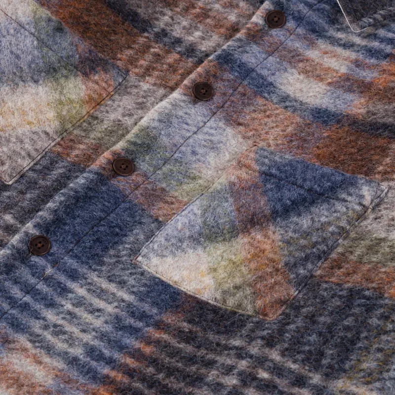 Wax London Whiting Overshirt Oatmeal Multi Ari Wool Blend-5
