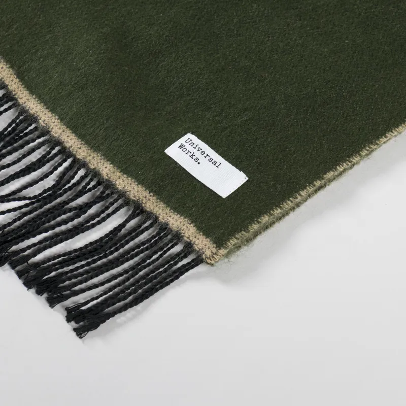 Universal Works Double Sided Scarf Olive Beige-3