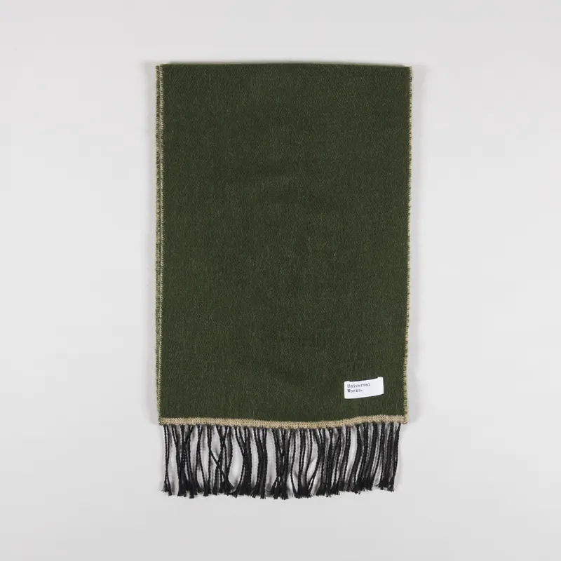 Universal Works Double Sided Scarf Olive Beige-1