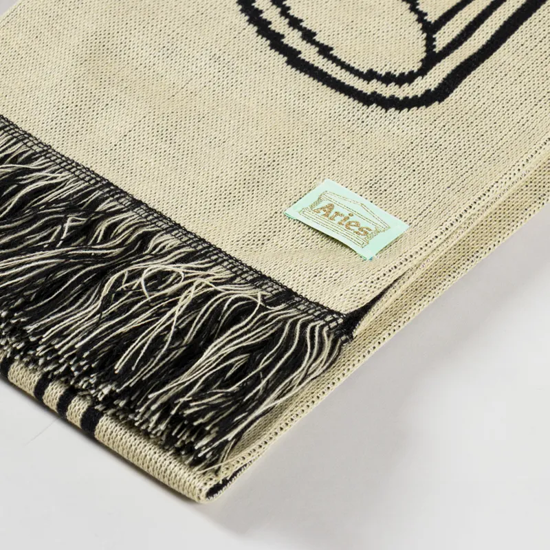 Aries Arise Mens Womens Column Logo Football Scarf Black Beige